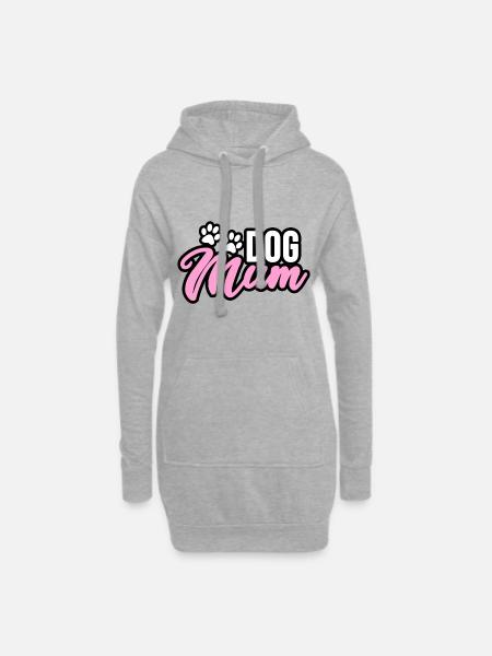 Hunde Mama, Dog Mum - Hoodie-Kleid - Grau meliert