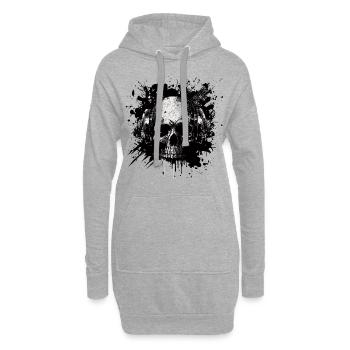 Disc Jockey à crâne de zombie - Sweat-shirt à capuche long Femme - gris chiné - Devant