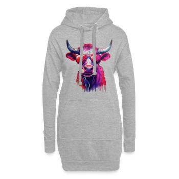 Drôle de vache portant des lunettes de soleil - Sweat-shirt à capuche long Femme - gris chiné - Devant