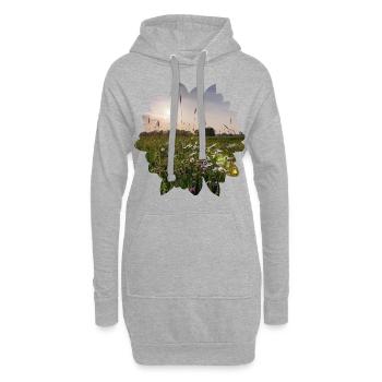 Blumige Landschaft - Hoodie-Kleid - Grau meliert - Vorne