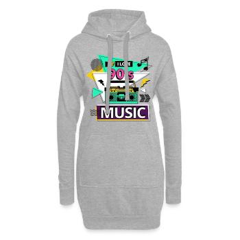 I Love 90s 90er Jahre Musik Ghettoblaster Party - Hoodie-Kleid - Grau meliert - Vorne