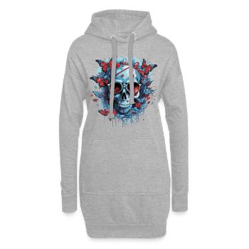 Drôle de zombie papillon - Sweat-shirt à capuche long Femme - gris chiné - Devant
