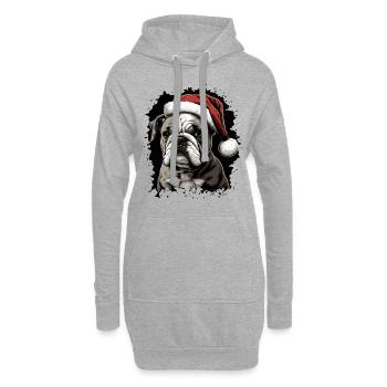 Chiot bouledogue de Noël anglais - Sweat-shirt à capuche long Femme - gris chiné - Devant