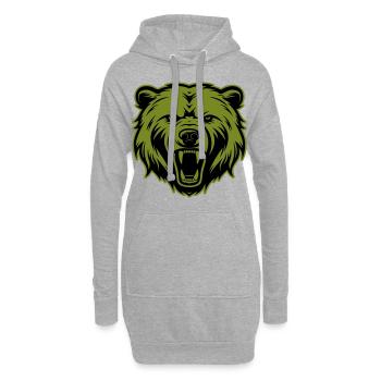 Silhouette de tête de grizzli d’ours - Sweat-shirt à capuche long Femme - gris chiné - Devant