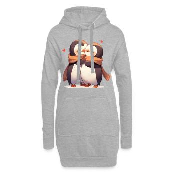 Pinguin Herz Liebe Süß Umarmung Pinguinliebe - Hoodie-Kleid - Grau meliert - Vorne
