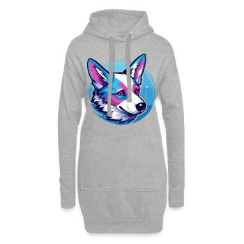 Corgi gallois - Sweat-shirt à capuche long Femme - gris chiné - Devant