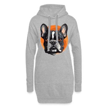 Portrait Bouledogue Français - Sweat-shirt à capuche long Femme - gris chiné - Devant