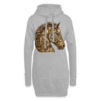 Pferd Kopf Tier - Hoodie-Kleid - Grau meliert - Vorne