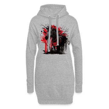 Zèbre effrayant - Sweat-shirt à capuche long Femme - gris chiné - Devant