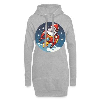 Weihnachtsmann Rakete Comic Weihnachten - Hoodie-Kleid - Grau meliert - Vorne