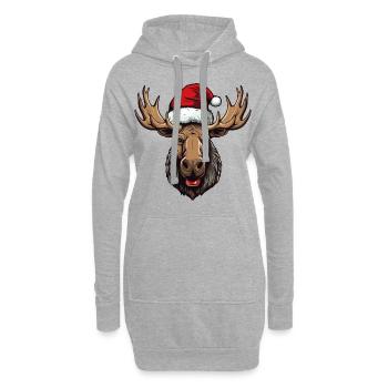 Elch Porträt Weihnachten - Hoodie-Kleid - Grau meliert - Vorne