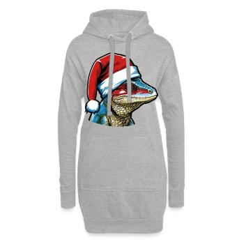 Tête de lézard Portrait de Noël de lézard - Sweat-shirt à capuche long Femme - gris chiné - Devant