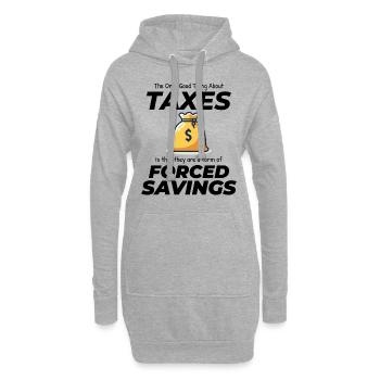 Rire de l’impôt : trouver amusant l’épargne forcée - Sweat-shirt à capuche long Femme - gris chiné - Devant