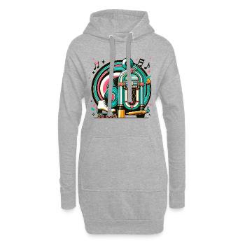 Retro Musik und Rollschuh Grafik - Hoodie-Kleid - Grau meliert - Vorne