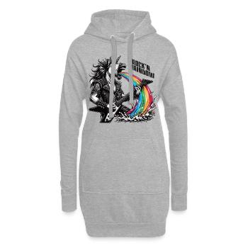 Rocker Heavy Metal Licorne Vomissements Arc-en-ciel - Sweat-shirt à capuche long Femme - gris chiné - Devant
