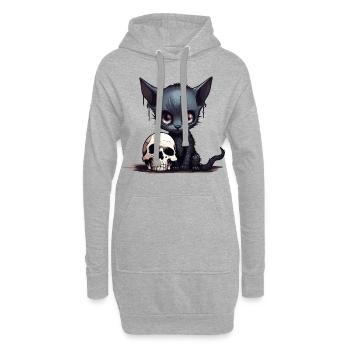 Chaton Emo mignon - Sweat-shirt à capuche long Femme - gris chiné - Devant