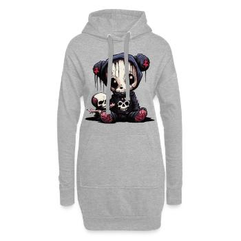 Niedlicher Emo Teddybär - Hoodie-Kleid - Grau meliert - Vorne