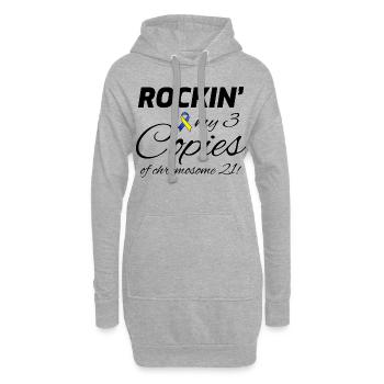 Sensibilisation au syndrome de Down Rockin' Chromosome 21 - Sweat-shirt à capuche long Femme - gris chiné - Devant