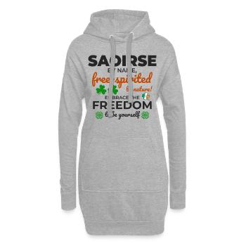 Lustiger irischer Mädchenname: Saoirse - - Hoodie-Kleid - Grau meliert - Vorne
