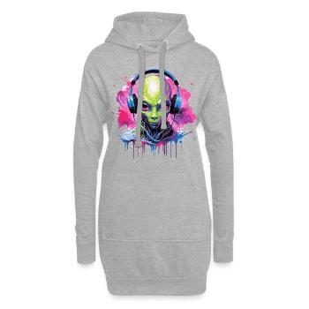 Disc-jockey extraterrestre - Sweat-shirt à capuche long Femme - gris chiné - Devant