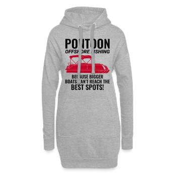 Ponton Bateau Moteur Navigation De Plaisance Hors Courte Pêche Drôle - Sweat-shirt à capuche long Femme - gris chiné - Devant