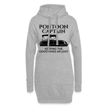 Pontonboot Kapitän Bootsfahrt Angeln Lustig - Hoodie-Kleid - Grau meliert - Vorne