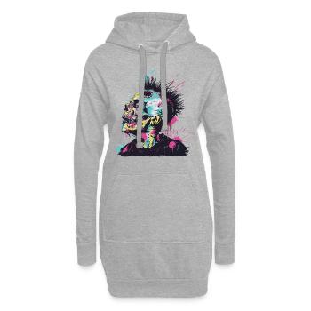 Horror Punk Zombie Mohawk - Hoodie-Kleid - Grau meliert - Vorne