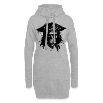 Piratenschädel - Hoodie-Kleid - Grau meliert - Vorne