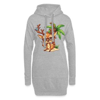 Hirsch Sommer Strand Urlaub - Hoodie-Kleid - Grau meliert - Vorne