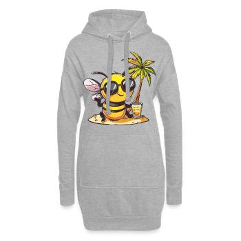 Bee Summer Beach Vacation - Hoodie Dress - heather grey - Front
