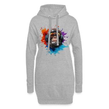 DJ Monkey Affen mit Sonnenbrille Safari - Hoodie-Kleid - Grau meliert - Vorne