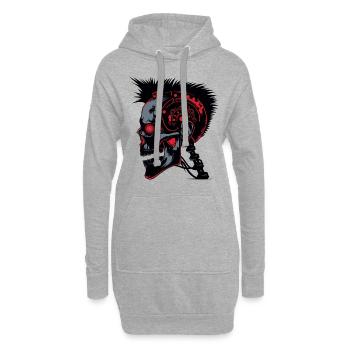 Horreur Punk Zombie cyborg - Sweat-shirt à capuche long Femme - gris chiné - Devant