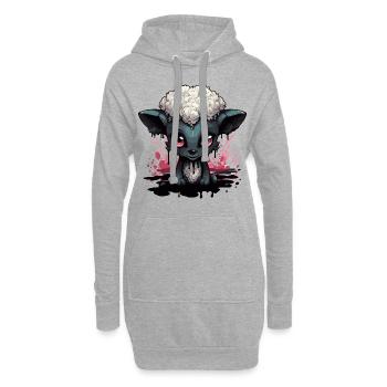 Niedliches Grufti Schaf - Hoodie-Kleid - Grau meliert - Vorne