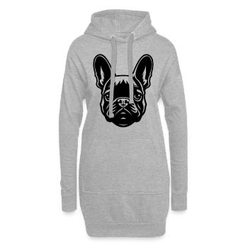 Portrait Bouledogue Français - Sweat-shirt à capuche long Femme - gris chiné - Devant