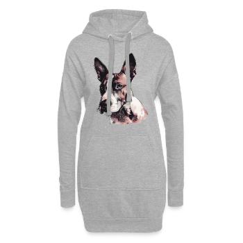 Bull terrier - Sweat-shirt à capuche long Femme - gris chiné - Devant