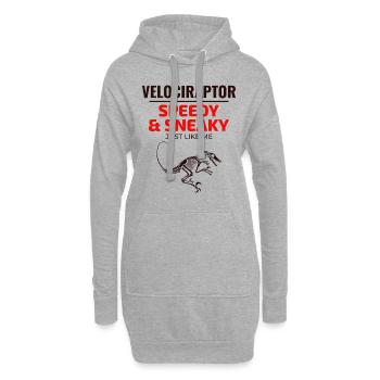 Vélociraptor dinosaure Dino chasse aux fossiles - Sweat-shirt à capuche long Femme - gris chiné - Devant
