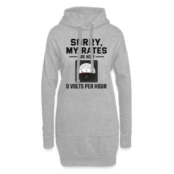 Électricien à la retraite : 0 volts par heure - Sweat-shirt à capuche long Femme - gris chiné - Devant