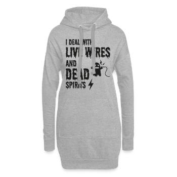 électricien Halloween humour fils en direct fantôme mort - Sweat-shirt à capuche long Femme - gris chiné - Devant