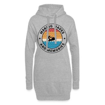 Retro Jetski Abenteuer Ozean Wellen Sonnenuntergang - Hoodie-Kleid - Grau meliert - Vorne