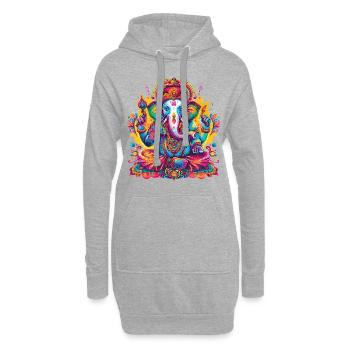 Ganesha coloré - Sweat-shirt à capuche long Femme - gris chiné - Devant
