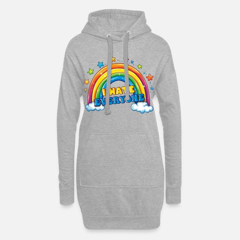 I hate eevryone - Hoodie-Kleid - Grau meliert