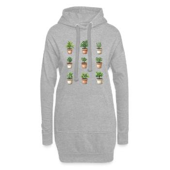 Flower Pots - Hoodie-Kleid - Grau meliert - Vorne