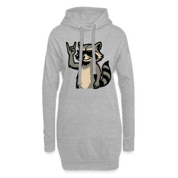 Cooler Waschbär mit Sonnenbrille. - Hoodie-Kleid - Grau meliert - Vorne