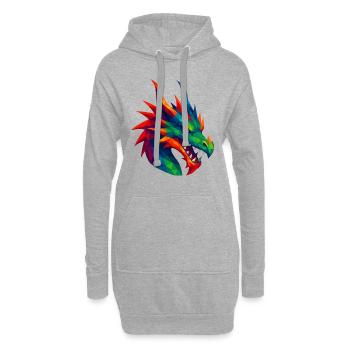 WPAP Stil Tiere - Drache - Hoodie-Kleid - Grau meliert - Vorne