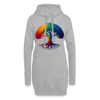 WPAP Stil - Yggdrasil Weltenbaum Weltenesche - Hoodie-Kleid - Grau meliert - Vorne