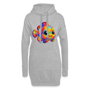 WPAP Polygon Stil Tiere Kawaii Baby Clownfisch - Hoodie-Kleid - Grau meliert - Vorne