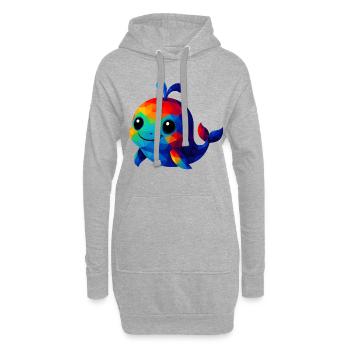 WPAP Polygon Kawaii Stil Wal Tiere - Hoodie-Kleid - Grau meliert - Vorne