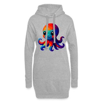 WPAP Polygon Kawaii Stil Tintenfisch Tiere - Hoodie-Kleid - Grau meliert - Vorne