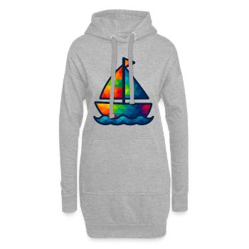 WPAP Polygon Kawaii Stil Baby Segelboot - Hoodie-Kleid - Grau meliert - Vorne