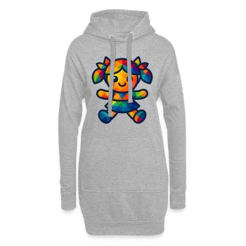WPAP Polygon Kawaii Stil Baby Puppe - Hoodie-Kleid - Grau meliert - Vorne
